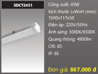  đèn máng công nghiệp chống thấm duhal 1m5 45w SDCT2451 