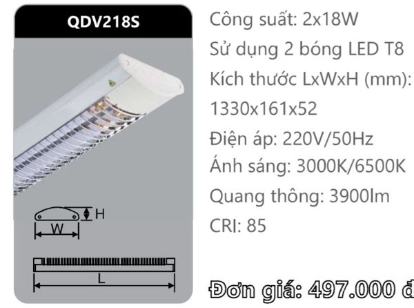  MÁNG ĐÈN ỐP TRẦN XƯƠNG CÁ DUHAL QDV 240/S 