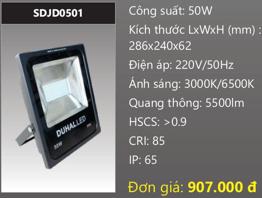  đèn pha led duhal 50w kdjd0501 