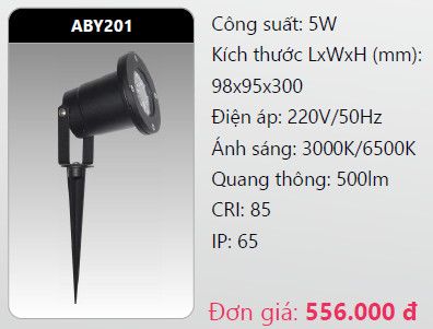  đèn rọi led chiếu điểm, rọi điểm cắm cỏ sân vườn duhal aby201 5w 