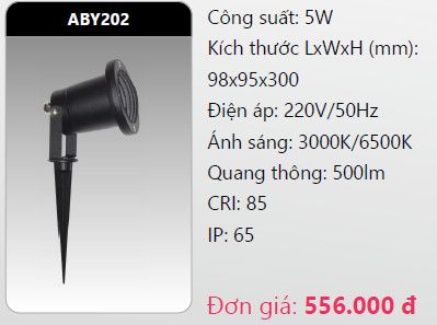  đèn rọi led chiếu điểm, rọi điểm cắm cỏ sân vườn duhal aby202 5w 