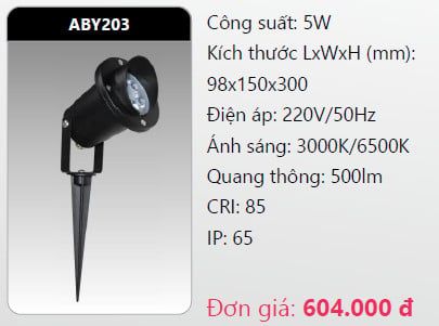  đèn rọi led chiếu điểm, rọi điểm cắm cỏ sân vườn duhal aby203 5w 