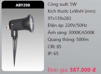  đèn rọi led chiếu điểm, rọi điểm cắm cỏ sân vườn duhal aby208 5w 