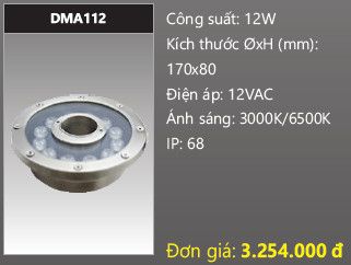  đèn rọi nước, đèn âm dưới nước duhal 12w DMA112 