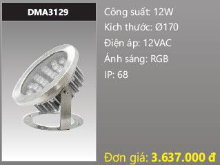 đèn rọi nước, đèn âm dưới nước duhal 12w DMA3129