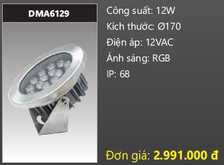  đèn rọi nước, đèn âm dưới nước duhal 12w DMA6129 