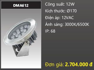 đèn rọi nước, đèn âm dưới nước duhal 12w DMA612