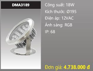 đèn rọi nước, đèn âm dưới nước duhal 18w DMA3189
