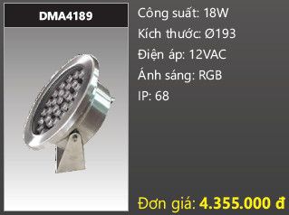  đèn rọi nước, đèn âm dưới nước duhal 18w DMA4189 