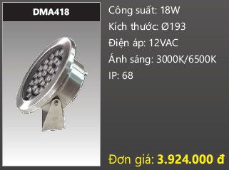  đèn rọi nước, đèn âm dưới nước duhal 18w DMA418 