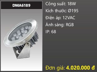đèn rọi nước, đèn âm dưới nước duhal 18w DMA6189