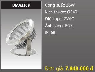 đèn rọi nước, đèn âm dưới nước duhal 36w DMA3369