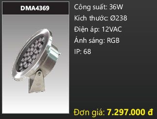  đèn rọi nước, đèn âm dưới nước duhal 36w DMA4369 