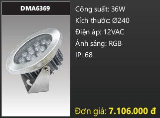  đèn rọi nước, đèn âm dưới nước duhal 36w DMA6369 