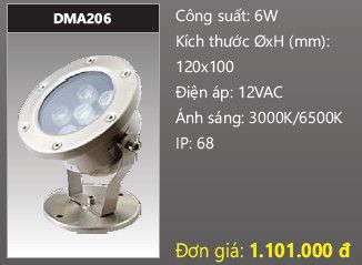  đèn rọi nước, đèn âm dưới nước duhal 6w DMA206 