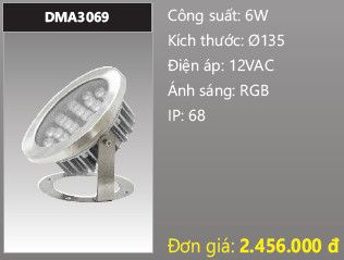  đèn rọi nước, đèn âm dưới nước duhal 6w DMA3069 
