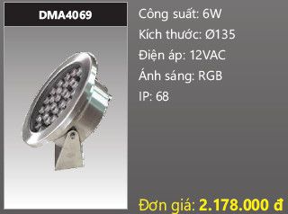  đèn rọi nước, đèn âm dưới nước duhal 6w DMA4069 