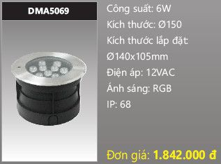  đèn rọi nước, đèn âm dưới nước duhal 6w DMA5069 