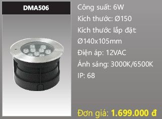  đèn rọi nước, đèn âm dưới nước duhal 6w DMA506 