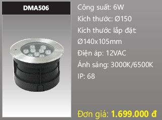 đèn rọi nước, đèn âm dưới nước duhal 6w DMA506