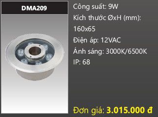  đèn rọi nước, đèn âm dưới nước duhal 9w DMA209 