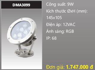  đèn rọi nước, đèn âm dưới nước duhal 9w DMA3099 