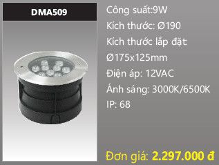  đèn rọi nước, đèn âm dưới nước duhal 9w DMA509 