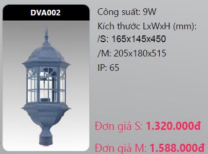  đèn trụ cổng duhal dva002 9w 