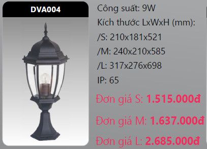 đèn trụ cổng duhal dva004 9w