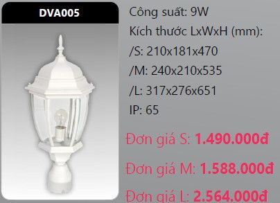  đèn trụ cổng duhal dva005 9w 