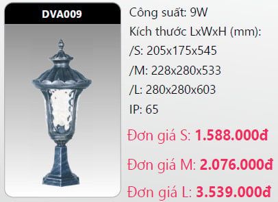 đèn trụ cổng duhal dva009 9w