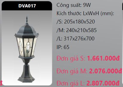  đèn trụ cổng duhal dva017 9w 