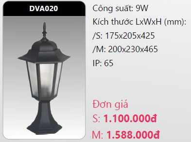  đèn trụ cổng duhal dva020 9w 