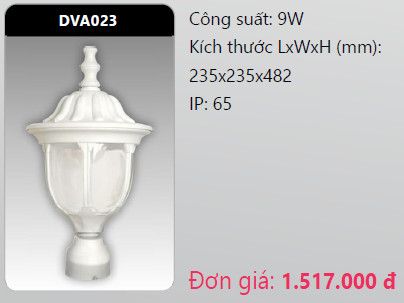  đèn trụ cổng duhal dva023 9w 