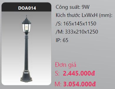  đèn trụ công viên duhal doa014 9w 