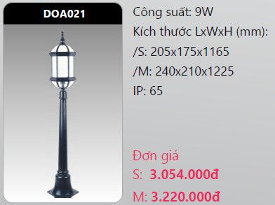  đèn trụ công viên duhal doa021 9w 