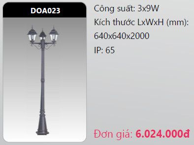  đèn trụ công viên duhal doa023 3x9w 