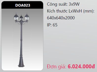 đèn trụ công viên duhal doa023 3x9w