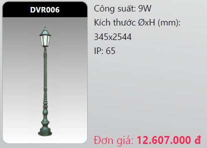  đèn trụ công viên duhal dvr006 9w 