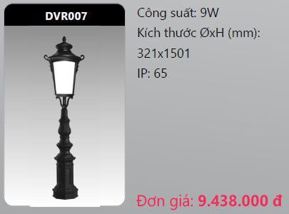  đèn trụ công viên duhal dvr007 9w 