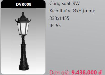 đèn trụ công viên duhal dvr008 9w