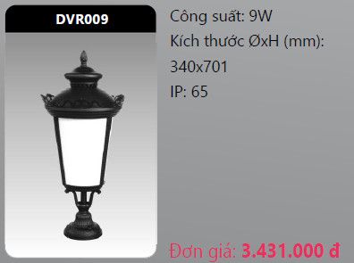 đèn trụ công viên duhal dvr009 9w