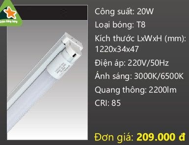 ĐÈN TUÝP LED DUHAL 1M2 (1 mét 2 / 1,2m) 20W KDHD320 / KDHD 320