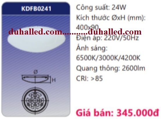 ĐÈN LED ỐP TRẦN DUHAL 24W KDFB0241 / KDFB 0241