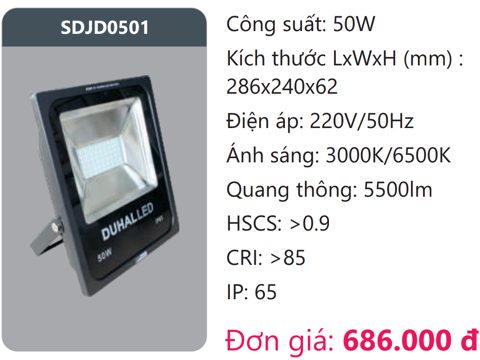  ĐÈN PHA LED 50W DUHAL SDJD0501 / SDJD 0501 / DJD0501 / DJD 0501 