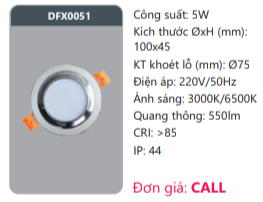  ĐÈN LED ÂM TRẦN DUHAL 5W - DFX0051 / DFX 0051 