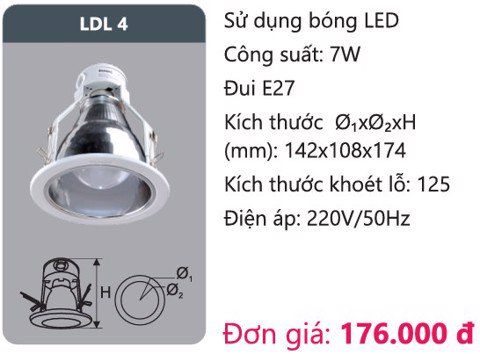ĐÈN LON DOWNLIGHT ÂM TRẦN O140 DUHAL LDL 4