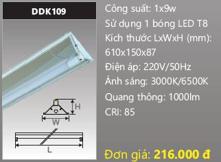  máng đèn công nghiệp chữ v duhal 6 tấc 0,6m 9w duhalDDK109 