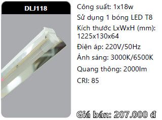  máng đèn công nghiệp duhal 1.m2 bóng led 18w DLJ118 