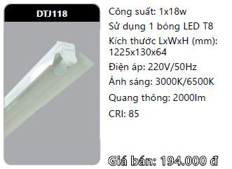  máng đèn công nghiệp duhal 1m2 1 bóng 1m2 18w DTJ118 